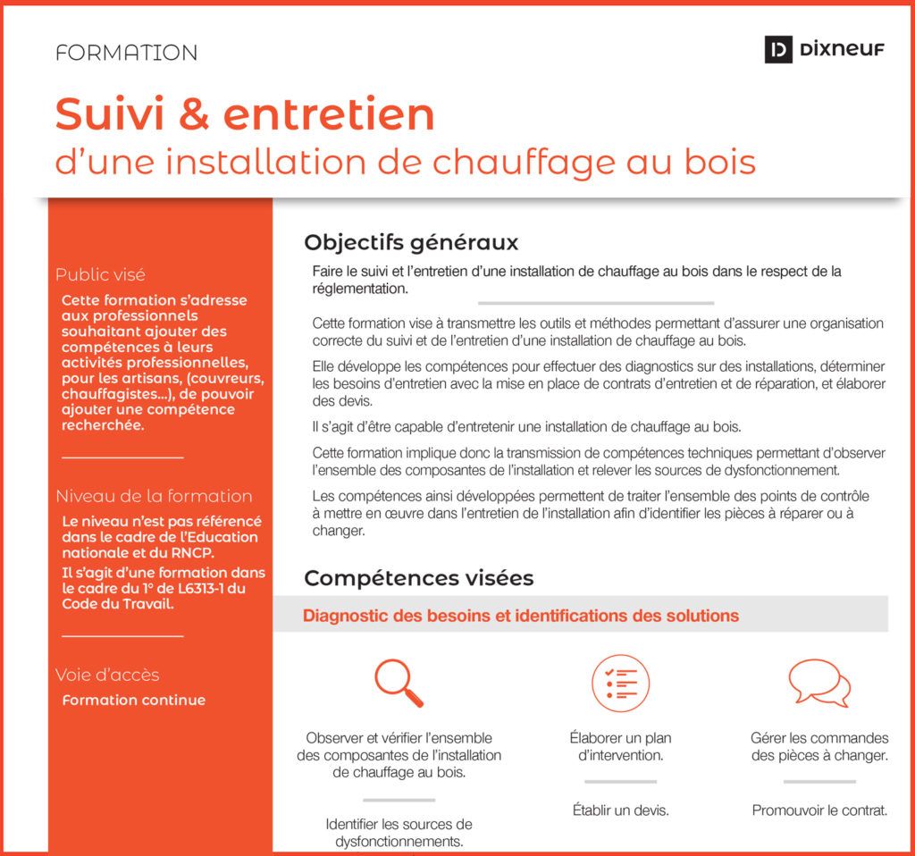 Suivi et entretien d'une installation de chauffage au bois